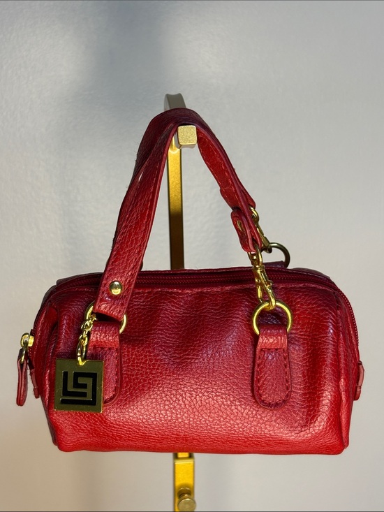 Handbags - Micro Red Leather Satchel Handbag with Gold Hardware